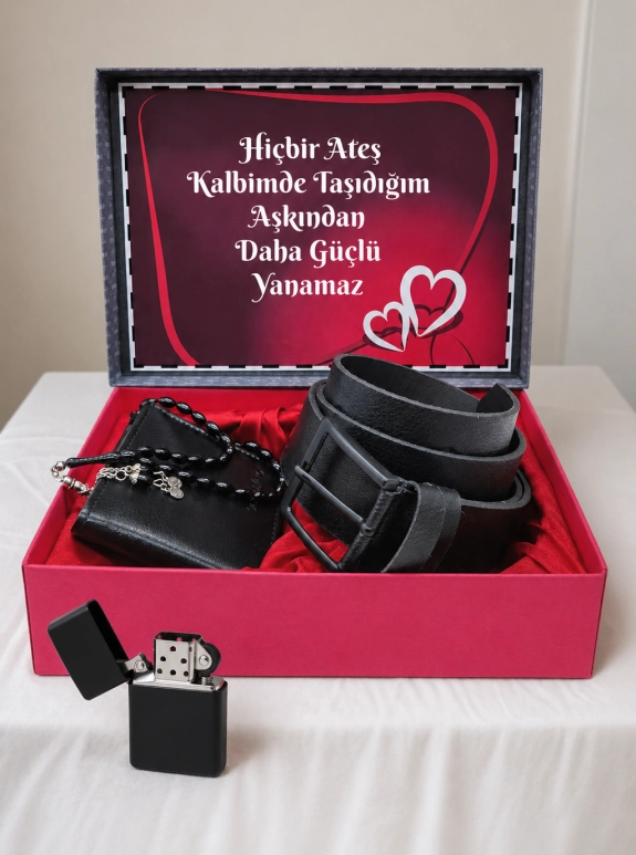 Çakmaklı Kişiye Özel Erkek Aksesuar Seti Kapıda Ödeme